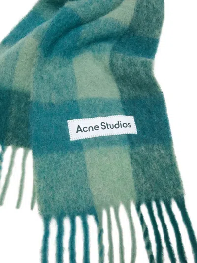 Acne Studios Green Mohair Checked Scarf In Green