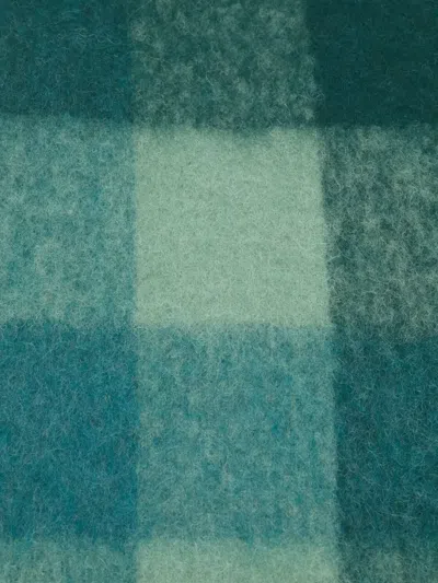 Acne Studios Green Mohair Checked Scarf In Green