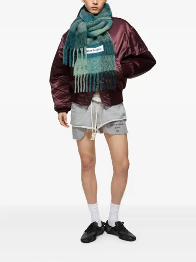 Acne Studios Green Mohair Checked Scarf In Green