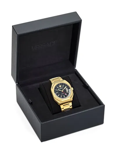 Versace V-contempo Gmt Automatic Watch In Gold