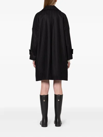 Mackintosh Pinstripe Cocoon Coat In Black