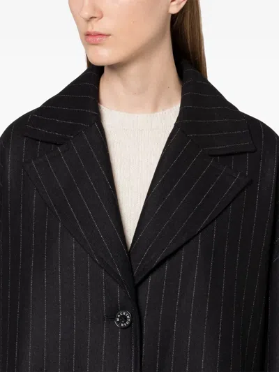 Mackintosh Pinstripe Cocoon Coat In Black