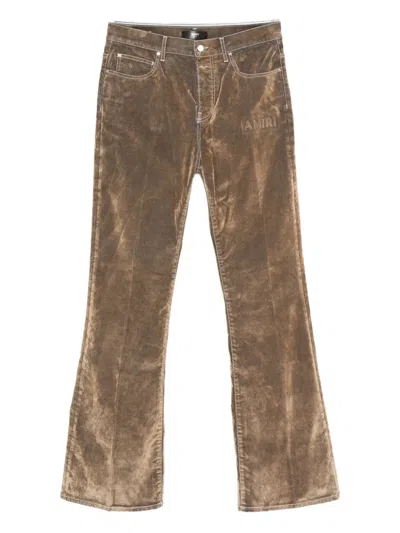 Amiri Brown Velvet Straight Leg Pants In Neutral