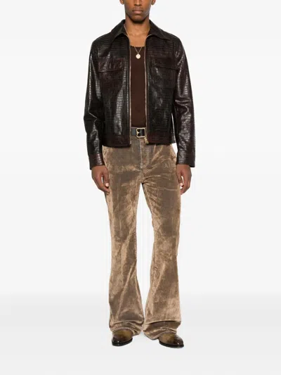 Amiri Brown Velvet Straight Leg Pants In Neutral