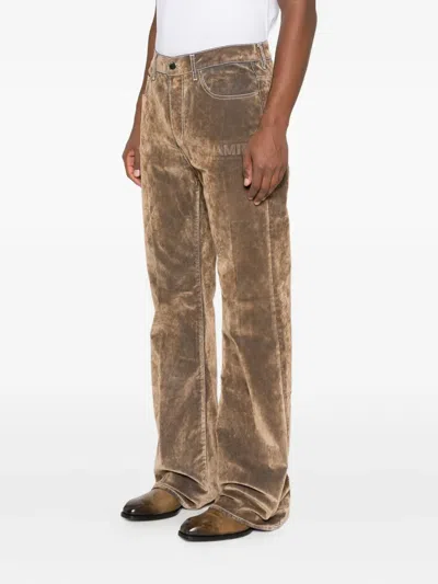 Amiri Brown Velvet Straight Leg Pants In Neutral