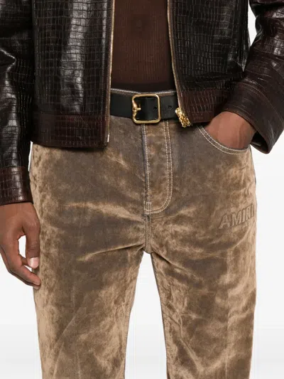 Amiri Brown Velvet Straight Leg Pants In Neutral