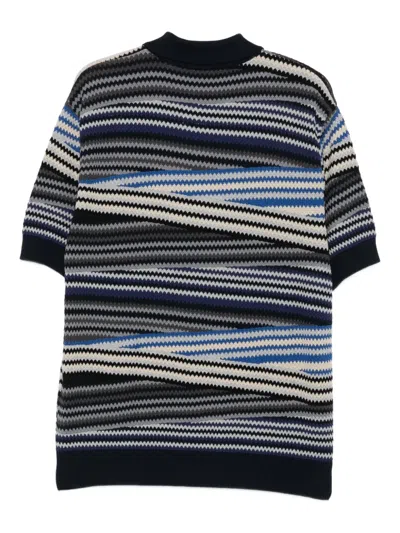Missoni Short Sleeve Polo With Buttons And Striped Zigzag Pattern In Multi