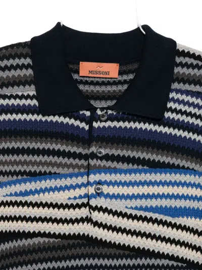 Missoni Short Sleeve Polo With Buttons And Striped Zigzag Pattern In Multi