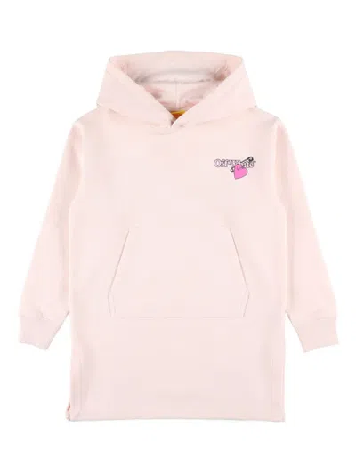 Off-white Kids Pop Heart Pink Hoodie Sweatshirt In Pink