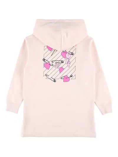 Off-white Kids Pop Heart Pink Hoodie Sweatshirt In Pink
