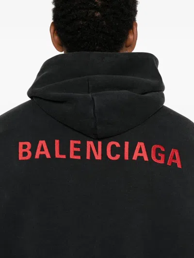 Balenciaga Hoodie With Front Pocket And Ribbed Cuffs In Multi