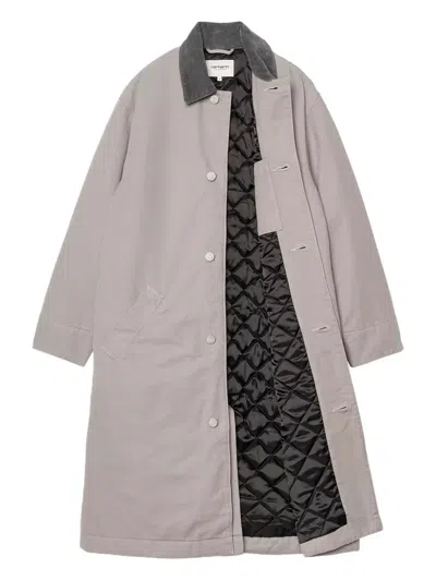 Carhartt Corduroy-collar Button Coat In Neutral