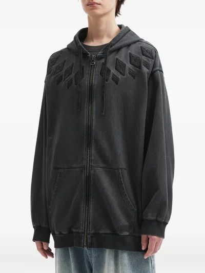 刺绣拉链连帽衫