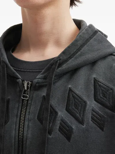 刺绣拉链连帽衫