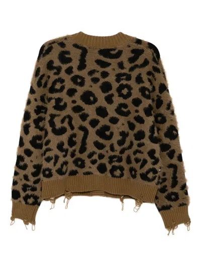 仿旧豹纹嵌花开衫