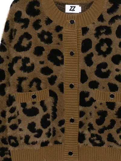 仿旧豹纹嵌花开衫