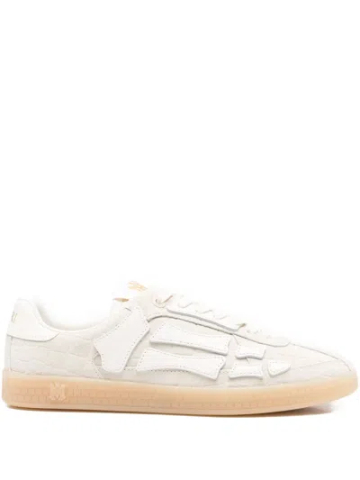 Amiri Pacific Bones Crocodile-effect Suede Sneakers In Neutral