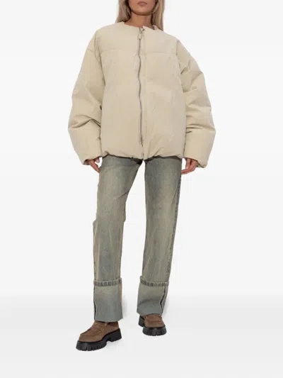 蓬松正面拉链夹克