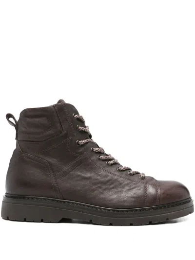 Nero Giardini Lace-up Leather Boots In Brown