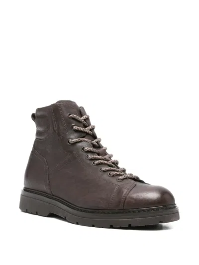 Nero Giardini Lace-up Leather Boots In Brown