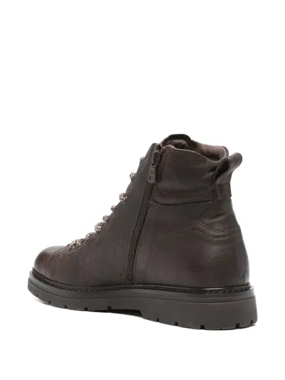 Nero Giardini Lace-up Leather Boots In Brown