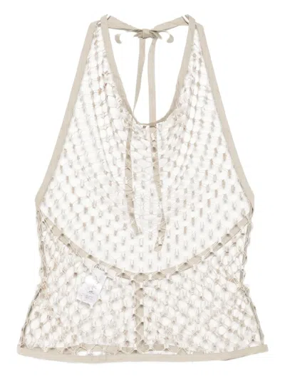 Lemaire Fishnet Halter Top In Neutral