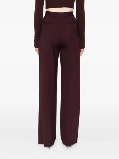 Elisabetta Franchi High-waisted Tailored Trousers With Front Pleats In Burgundy