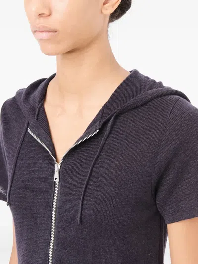 Our Legacy Short-sleeved Zipped Drawstring Hoodie In Black