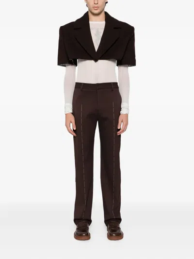 Sonia Carrasco Stitched Front Trousers In Brown