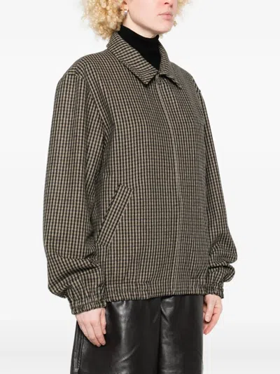 Apc Checkered Jacket With Collared Neck And Pockets In Black