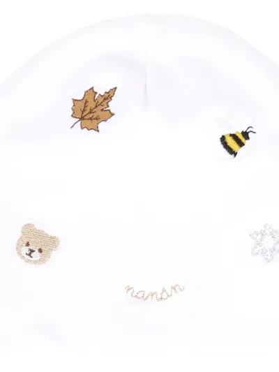 Nanán Embroidered-motif Beanie In White