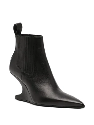 Rick Owens Ankle Boot With Pointed Toe And Sculptural Heel In Black