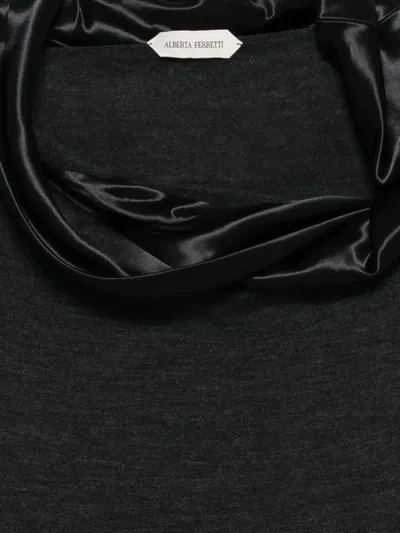 Alberta Ferretti Satin-trimmed Wool Sweater In Gray
