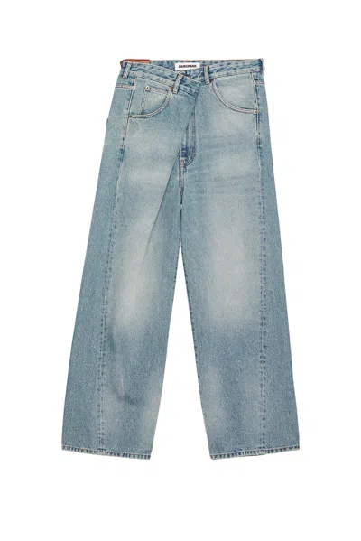 Darkpark Ined Fold Over Denim Pants In Blue