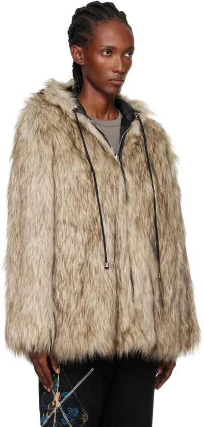 Open Yy Hooded Reversible Faux-fur Jacket In Multi