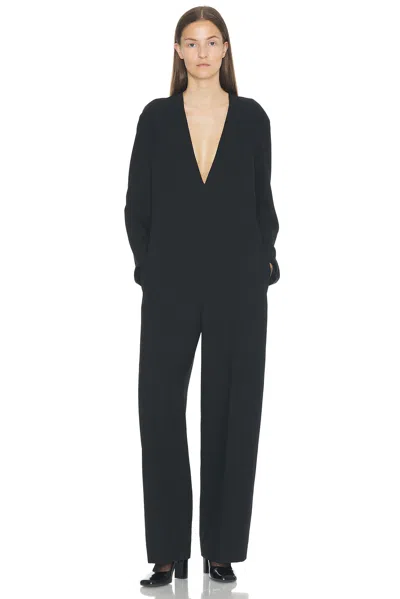 The Row Sylvana Jumpsuit In Virgin Wool In Black