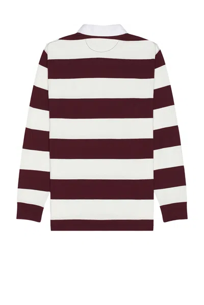 Polo Ralph Lauren Classic Fit Burgundy/cream Striped Polo Shirt In White