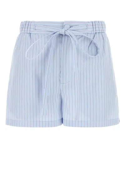 Gucci Striped Poplin Shorts Featuring Front Tie In Blue