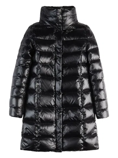 Fay Cropped Black Nylon Down Jacket With Iconic Fastening And Windproof Cuffs In Black