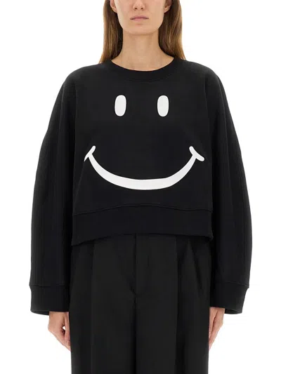 Moschino Graphic Crew Neck Long Sleeve Sweatshirt In Black