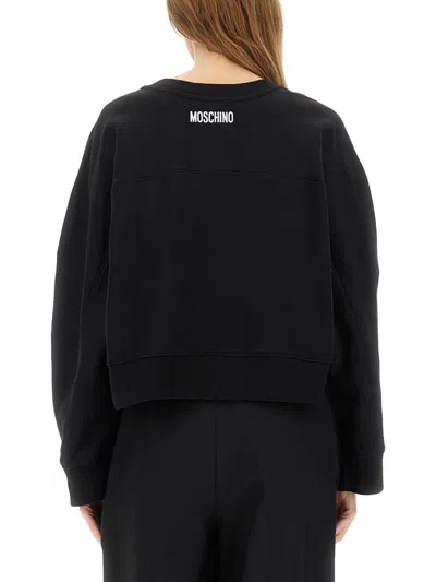 Moschino Graphic Crew Neck Long Sleeve Sweatshirt In Black