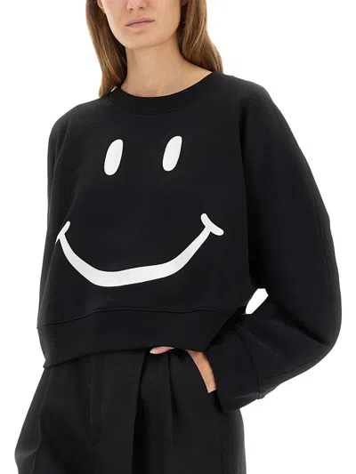 Moschino Graphic Crew Neck Long Sleeve Sweatshirt In Black
