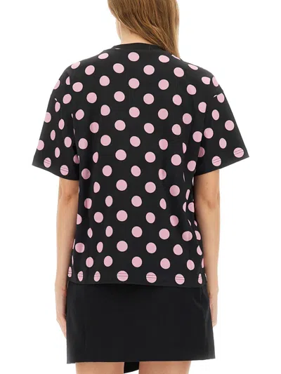 Moschino Graphic Polka Dot Crew Neck Top In Black