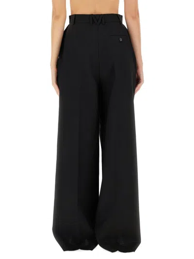 Moschino High Waist Wide Leg Trousers In Black