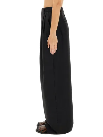 Moschino High Waist Wide Leg Trousers In Black