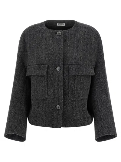 P.a.r.o.s.h Button-fastening Patch-pocket Jacket In Gray