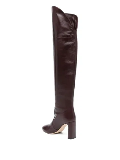 Stuart Weitzman Over-the-knee Block Heel Almond Toe Boots In Brown