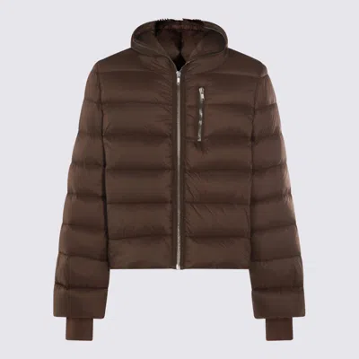 Rick Owens Gimp Padded Down Jacket In Re-nylon In Brown