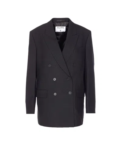 Filippa K V-neck Jacket With Notched Lapels And Back Split In Multi