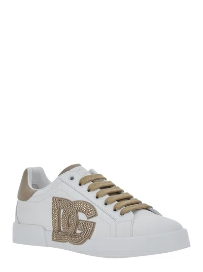 Dolce & Gabbana Port.light Strobel Sneakers In White